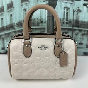 Coach CY744 Mini Rowan Crossbody Bag In Blocked Signature Leather IN CHALK